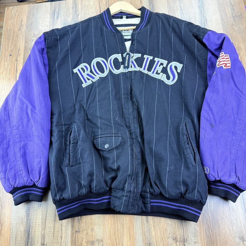 Vintage Colorado Rockies Varsity Jacket Mens XXL Mirage Reversible RARE 90s